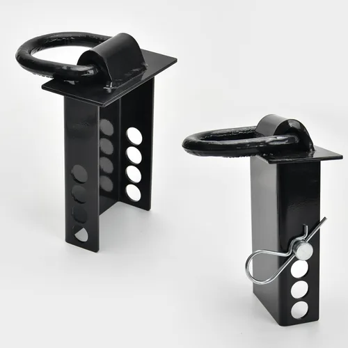 Vista 6 de 2 anillos en D resistentes de 18000 libras de 5/8 pulgadas para estaca de remolque, 4 agujeros de ajuste de bolsillo de estaca, compatibles
