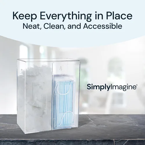 Vista 7 de SimplyImagine Estación dispensadora de doble higiene – Acrílico transparente – Dispensador de guantes con tapa libre de polvo – Soporte para guantes