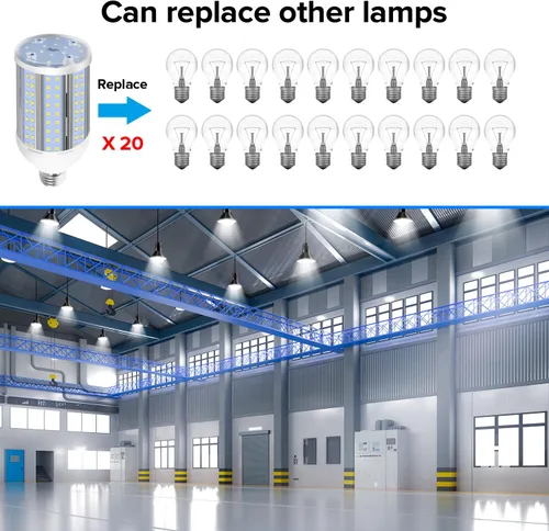 Vista 3 de HJFF Bombilla LED equivalente a 500 W, 8750 lúmenes, 60 W, 6000 K, luz blanca fría E26/E27, base media, bombilla de maíz para exteriores