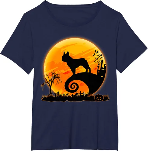 Vista 17 de Camiseta divertida de disfraz de Halloween para perro y luna de Bulldog francés, Negro, S