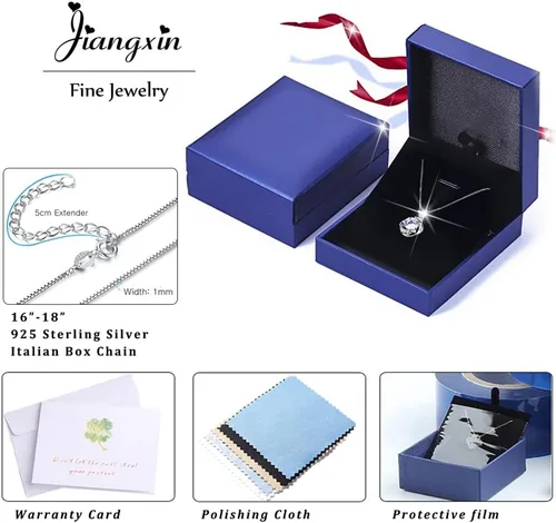 Vista 6 de Collar con colgante hecho a mano de plata de ley 925 con piedra natal colorida para mujer, trébol de cuatro hojas de la suerte, joyería de trébol