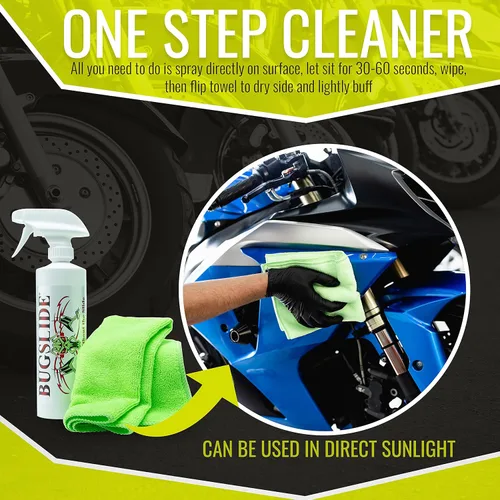 Vista 8 de BugSlide Combo de carrito – Kit de tienda de limpiador de botellas en aerosol de 16 onzas con toalla de microfibra y paño X-Treme de malla, solución