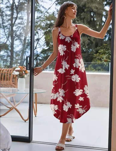 Vista 2 de Ekouaer Camisón largo sin mangas para mujer, camisón suave, camisón para dormir, ropa de dormir, vestidos de descanso