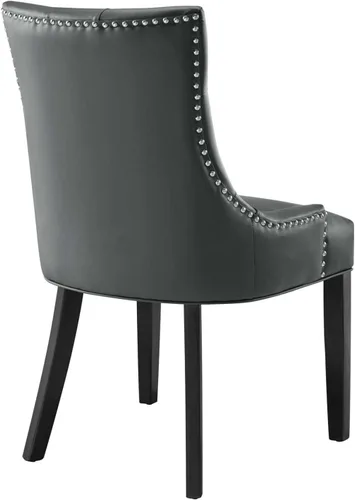 Vista 7 de Regent - Silla de comedor de cuero vegano copetudo en color gris