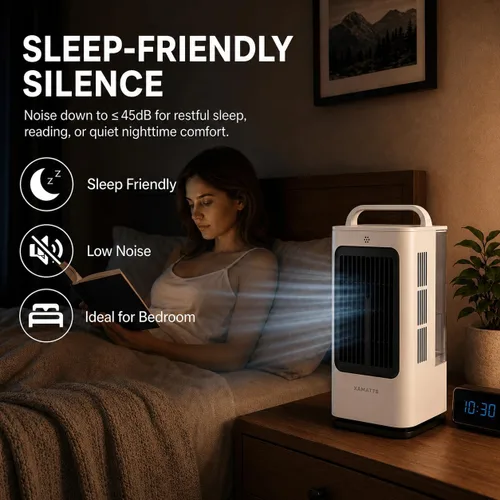 Vista 7 de Aires acondicionados portátiles, enfriador de aire evaporativo de 1700 ml con control remoto, mini aire acondicionado portátil oscilante de 120°