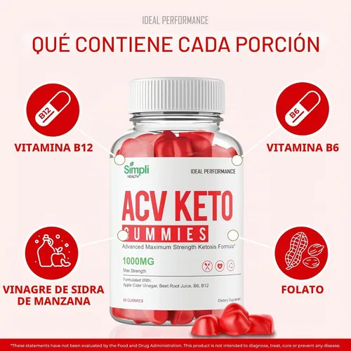 Vista 6 de Simpli Health ACV Keto + Gomitas, SimpliHealth ACV Keto Suplemento Gomitas - Máxima fuerza, Simpli ACV Gomitas, fórmula avanzada de apoyo natural
