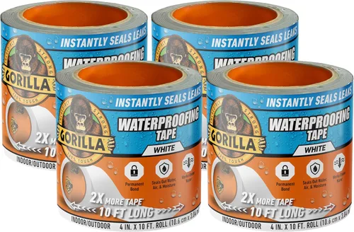 Vista 14 de GORILLA Cinta impermeabilizante, negra, 4" x 10', paquete de 2, sello Negro