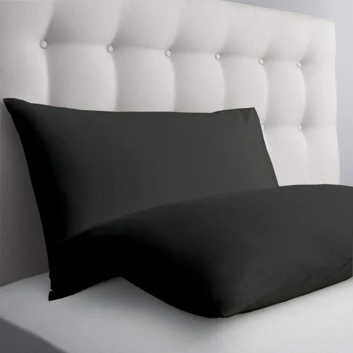 Vista 6 de Axia Linen & Things Fundas de almohada, negro, estándar, 2 piezas 100% algodón egipcio, 600 hilos, patrón sólido