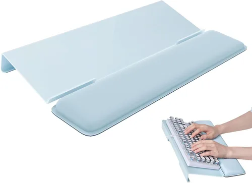 Vista 14 de Laborio Soporte de muñeca para teclado de computadora para escritorio, soporte para teclado para escribir fácilmente con almohadilla de muñeca