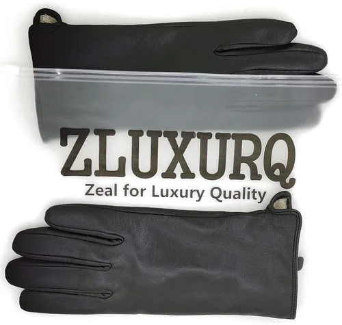 Vista 5 de ZLUXURQ Guantes de piel de cordero suave para mujer, con forro de cachemira