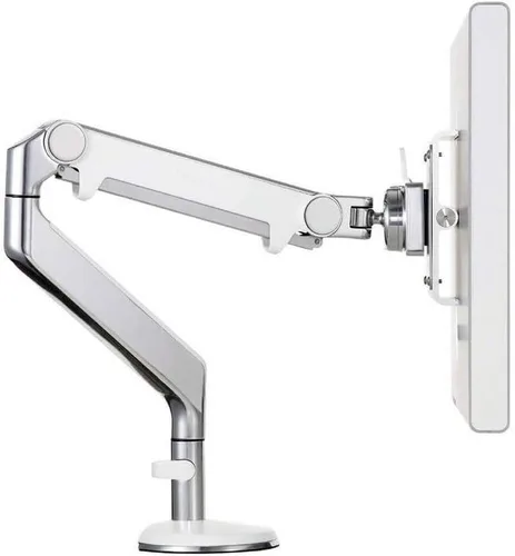 Vista 11 de Humanscale M2 M2CW1S Brazo articulado ajustable para monitor de computadora, abrazadera de dos piezas con base, aluminio pulido con ribete blanco
