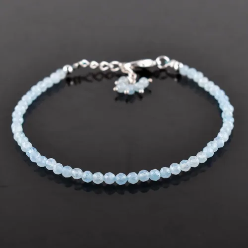 Vista 14 de Natural Gemstone Micro Round Beads Dainty Choker Bangle Bracelet, Handmade Jewelry for Women, Healing Chakra Crystals Silver Plated Chain 8 inch