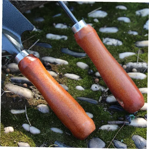 Vista 5 de NUOBESTY 4pcs Thickened Mini Iron Shovel Garden Tool Set with Handles Planting and Weeding Spade Kit for Seedling Transplanting and Cultivating