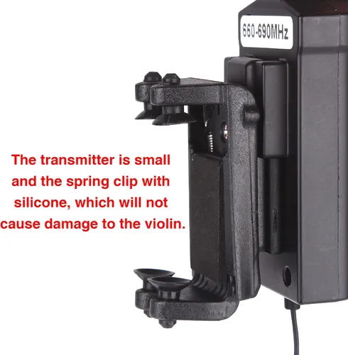 Vista 6 de VT-5 Micrófono de violín inalámbrico UHF de cuello de ganso Sistema de receptor y transmisor de micrófono de instrumento de recolección para violín