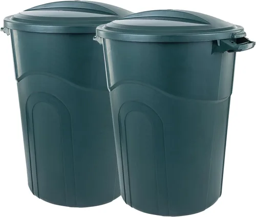Vista 12 de United Solution TI0087 - Contenedor de basura redondo de 20 galones, color negro, fácil de transportar con construcción resistente, asas de paso