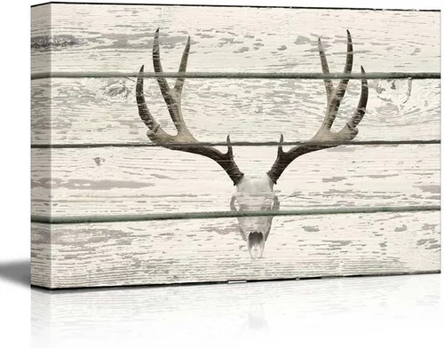Vista 25 de wall26 - Obra de arte con estampado de madera de ciervo en bosque de abedules - Lienzo rústico para pared, arte para el hogar - 16 x 24 pulgadas