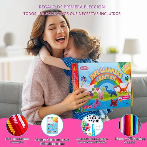 Vista 6 de 800pcs Pipe Cleaners Crafts Kit, 30 Colors Pipe Cleaners Bulk with 20 Guide 1.30 Multicolor