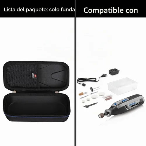 Vista 7 de FBLFOBELI Estuche rígido de transporte EVA para Dremel Lite 7760 N/10 4V Li-Ion herramienta rotativa inalámbrica velocidad variable multifunción kit