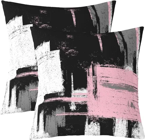 Vista 21 de Juego de 2 fundas de almohada abstractas de 16 x 16 pulgadas para niños, niñas, adolescentes, decoración de dormitorio, moderna a rayas, decoración