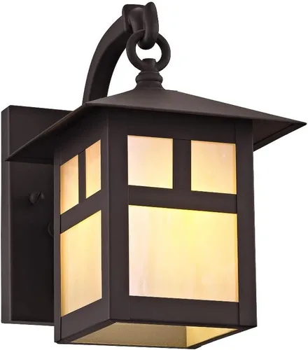 Vista 4 de Livex Lighting 2130-07 Montclair Mission - Farol de pared de latón macizo con acabado de bronce para exteriores, con vidrio Tiffany iridiscente, 16