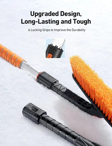 Vista 7 de AstroAI Kit de raspador de hielo y pala de nieve de 2 pulgadas, raspadores de hielo de 47.2 pulgadas para parabrisas de automóvil y cepillo de nieve