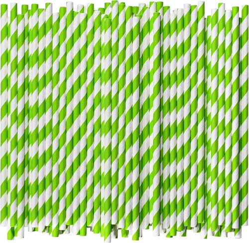 Vista 9 de [1000 unidades] Pajitas de papel de bambú verde para beber, 7.75 x 0.24 pulgadas, 100% biodegradables