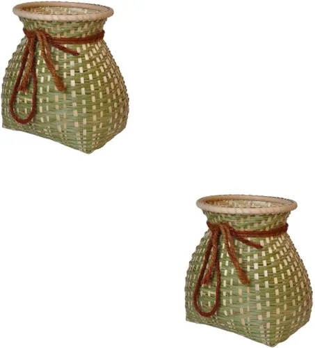 Vista 5 de STOBAZA Cesta tejida de bambú hecha a mano, sin olor, para juguetes, mantas, decoración rústica del hogar, 2