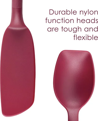 Vista 5 de Rachael Ray Herramientas y gadgets Lazy Crush & Chop, Flexi Turner y Scraping Spoon Set / Utensilios de cocina - 3 piezas, rojo burdeos