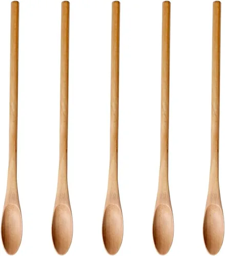 Vista 11 de Meiyahome - Cuchara helada ovalada de madera de 8.3 in, cuchara elíptica, cuchara agitadora de madera maciza, cuchara larga de madera, cuchara