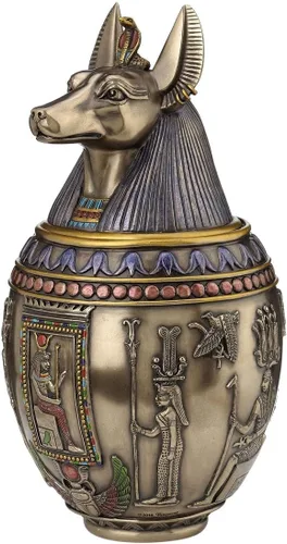Vista 6 de Tarro canopic de urna conmemorativa de perro Anubis egipcio raro