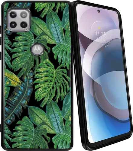 Vista 9 de CasesOnDeck - Funda negra para Motorola Moto One 5G Ace (2021) / Moto One 5G Ace TPU - Carcasa de TPU Gel Flex TPU, serie floral tropical, funda