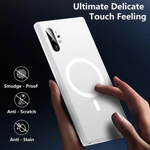 Vista 5 de TIANNIUKE Funda magnética para Samsung Galaxy Note 10 Plus, translúcida mate antihuellas, compatible con MagSafe, ajuste delgado, a prueba de Blanco