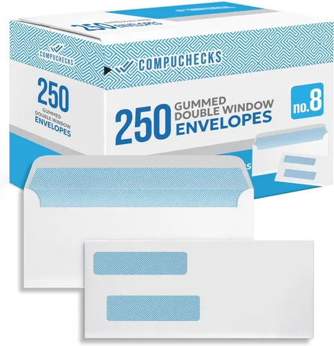 Vista 8 de Compuchecks Sobres de doble ventana #8 – Sobres de cheque de correo de seguridad – A prueba de manipulaciones, tinte de seguridad – 50