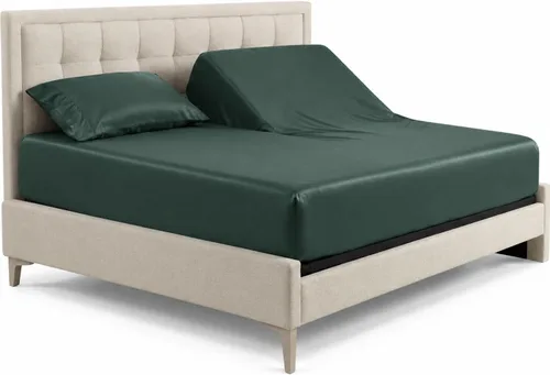 Vista 21 de Royal Tradition Sábana bajera ajustable de viscosa de bambú, tamaño individual XL, bolsillo profundo, sábanas extremadamente suaves, beige sólido