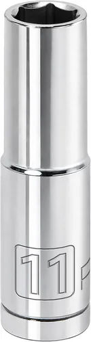 Vista 27 de Powerbuilt 3/8 de pulgada x 1/2 pulgada SAE Deep Socket, 12 puntos, cromo-vanadio, marca de tamaño - 940046