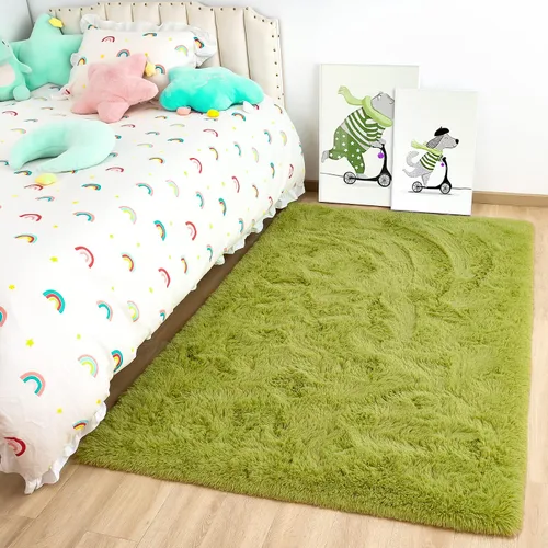 Vista 81 de Noahas Alfombras de Área Grandes y Esponjosas de 5x8 pies para Sala de Estar y Dormitorio, Alfombra Gruesa de Pelo Largo Beige y Blanca, Alfombra