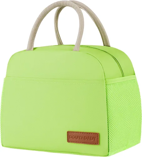 Vista 37 de douyadady Bolsa de almuerzo para mujeres/hombres, fiambrera mujeres/hombres (azul bebé+rayas blancas) Espacioso, ligero, impermeable, resistente