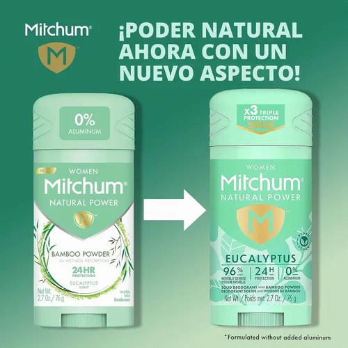 Vista 2 de Mitchum Desodorante Natural Power para mujer, color eucalipto, 2.7 oz