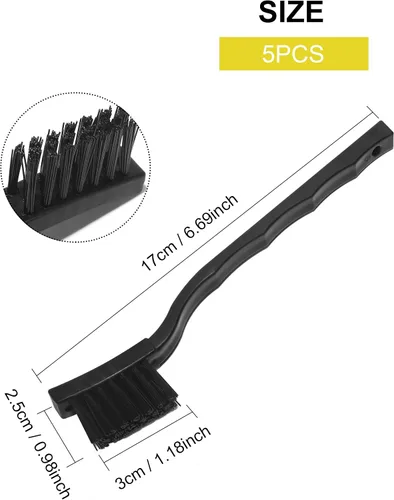 Vista 2 de WAFJAMF 1.2 x 0.2 in Tres Filas Mango Plástico Anti Cepillos Estáticos Cepillos Raspar Negro 5 Unids 5PCS ESD anti-static cleaning brush tool set