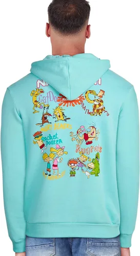 Vista 2 de Nickelodeon Sudadera de forro polar Rugrats para hombre, sudadera con capucha retro de los años 90, Tommy & Chuckie