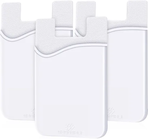 Vista 12 de SHANSHUI - Soporte para tarjeta de crédito de silicona, compatible con todos los teléfonos iPhone, Android y la mayoría de los teléfonos Negro x3