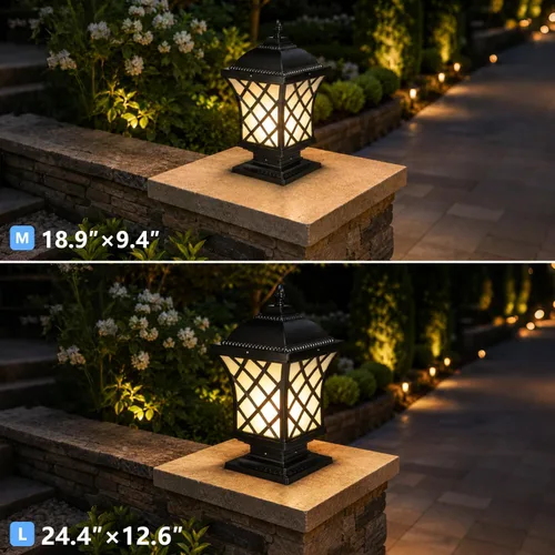 Vista 8 de Luces de columna para exteriores, lámpara de columna moderna de 18.9 ″ IP54 Luz de poste de vidrio impermeable para exteriores E26 Aluminio
