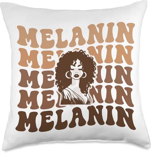 Vista 4 de Retro Groovy Melanin Black Afro Woman Black History Month Throw Pillow