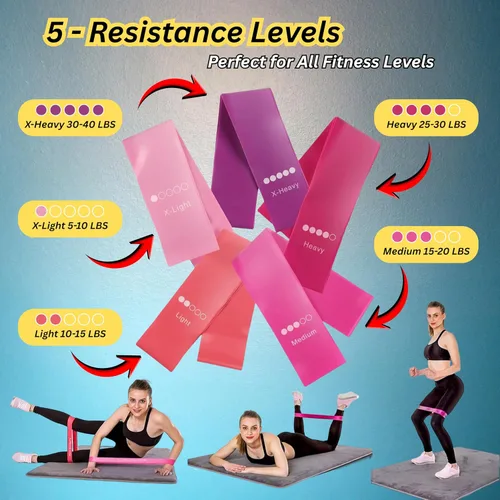 Vista 5 de Kit esencial de pilates para mujer, juego completo de entrenamiento en casa para tonificar, fuerza y flexibilidad, bandas de resistencia, anillo
