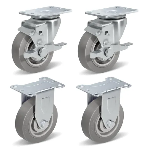 Vista 32 de Ruedas resistentes de 3 pulgadas, ruedas giratorias con frenos, ruedas de placa con rueda de goma para muebles, plataforma, camión, carrito