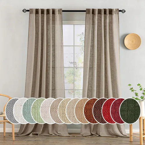 Vista 75 de MIULEE - Cortinas semitraslúcidas suaves y gruesas con textura de lino para cocina y ventana de baño, con trabilla trasera y bolsillo para Blanco
