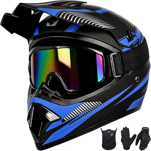 Vista 14 de Yesmotor - Casco de motocross para jóvenes, casco de motocicleta BMX, MX, cuatrimoto todoterreno, motocross, bicicleta de montaña, aprobado por