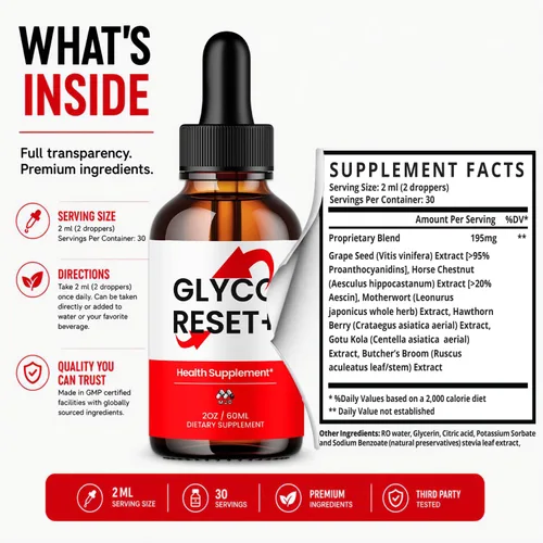 Vista 3 de Glyco Reset Drops - Suplemento de sangre GlycoReset, paquete de 2 60