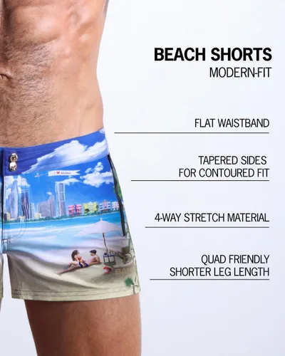 Vista 115 de Bang Men's Swimwear - Beach Shorts - Stretchy Quick-Dry All-Use Premium Swimsuit Trunk Square Cut