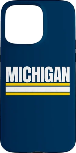 Vista 31 de Michigan - Carcasa para iPhone 17, diseño tradicional de líneas de rayas amarillas/blancas